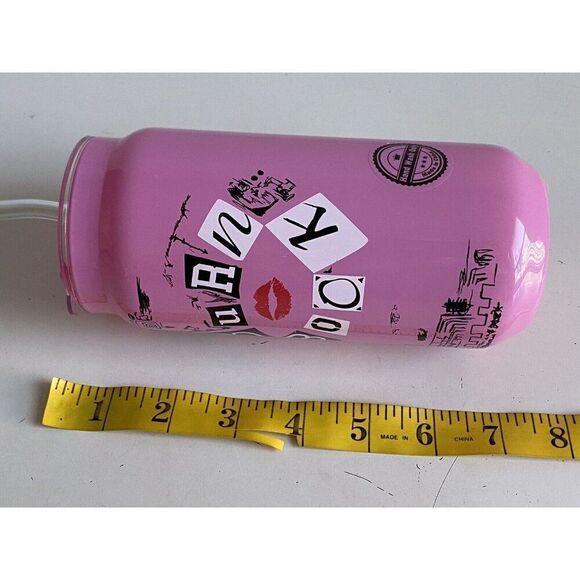 Mean Girls Burn Book Glass Tumbler Pink Drink Christmas With Glass Straw NEW - Picture 12 of 13